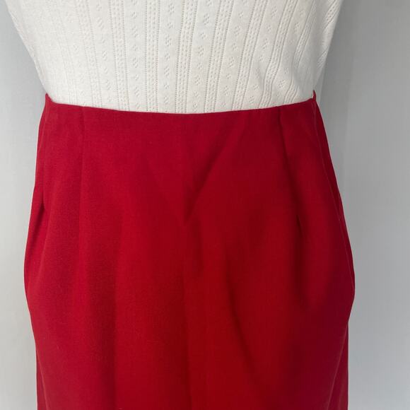 Vintage Skirt Size XS Red Solid A Line Knee Length Retro Secretary High Rise - Picture 3 of 14